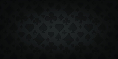 Poker and casino playing card black Background. Blank poster and banner template. Vector illustration.