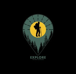 'Explore the great outdoors' vector For t-shirt prints, posters, logo,stickers and other uses.