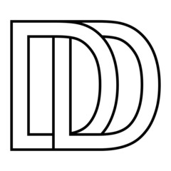 Logo sign dd icon sign interlaced, letters d