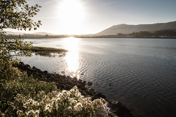 beautiful view on mountain Jaizkibel in black and white warm wintertime