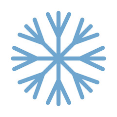 Snowflake blue icon simple flat illustration silhouette of snowflake