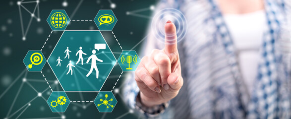 Woman touching an influencer concept