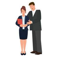 Sexual harrasment concept. Man touches a woman by hand isolated on white background.