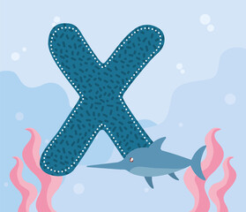 swordfish and letter X card