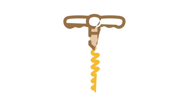 corkscrew bartender animated color icon corkscrew bartender sign. isolated on white background
