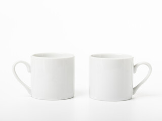 empty white porcelain coffee cup isolated on white background mocap