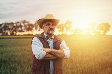 senior man farmer posing outdoor