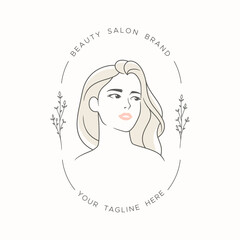 Beautiful wavy hair woman logo icon suitable for salon, spa, makeup or hairdresser