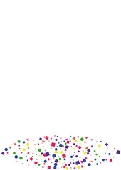 Blue Event Confetti Background. Scattered Circle Decoration. Green Dot Illustration. Cartoon Square Decoration. Purple Abstract Star.