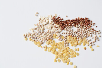 healthy diet nutrition ideas, white sorghum,  pearl barley, oats, buckwheats and pearl barley