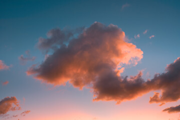 Colorful clouds in the blue sky at sunset 