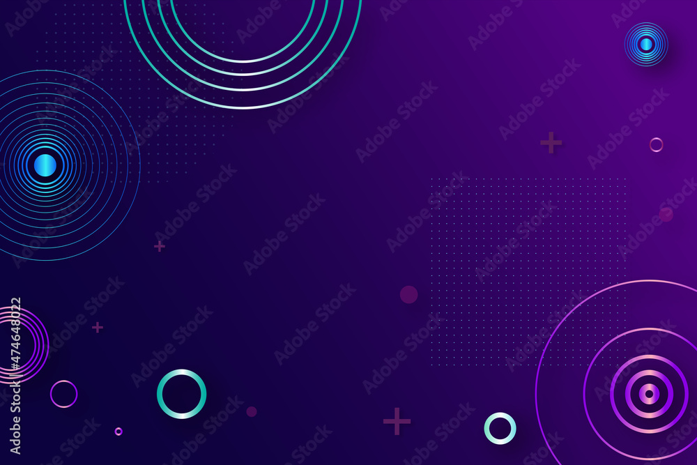 Poster Creative digital purple background with tech elements. Design and landing page concept. 3D Rendering.