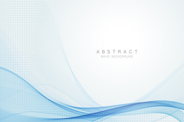 Abstract blue wave background, illustration for templates. Stream of blue waves on a white background.