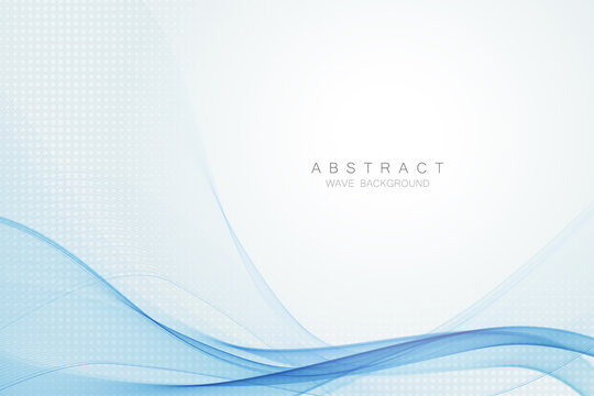 Abstract blue wave background, illustration for templates. Stream of blue waves on a white background.
