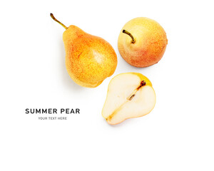 Pear fruits composition and creative layout.