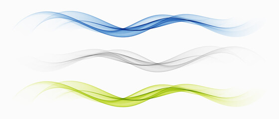 Waved design element Colored wavy design elements. Stream of transparent colored wave.