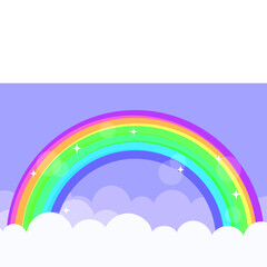 Rainbow with clouds. Kids rainbow vector