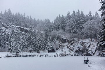 Fototapeta premium Schöne Winterlandschaft auf den Höhen des Thüringer Waldes bei Floh-Seligenthal - Thüringen