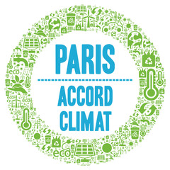 Paris climate agreement symbol called accord climat in french language