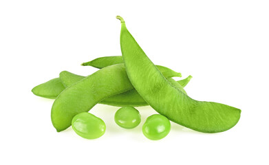 green soy beans isolated on white background