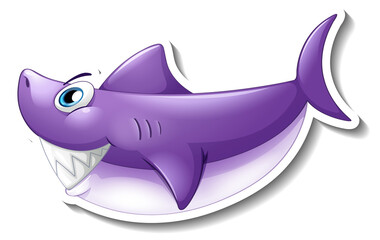 Purple shark cartoon sticker