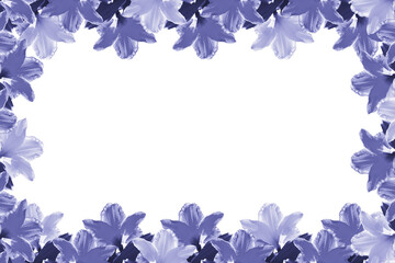 Frame made of lilac flowers. Copy space. Very Peri Color of the Year 2022