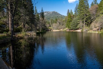 Fototapeta na wymiar Fulmor Lake Picnic Area in Idylwild, California