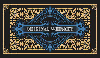 Whiskey label with old frames