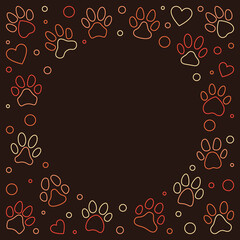 Creative Frame made of Paw Print and Heart signs. Vector illustration
