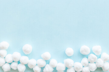 Cotton wool balls pattern for cleansing skin. Cosmetic makeup remover supplies