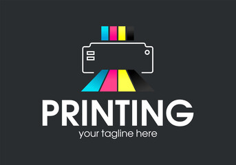 Digital print logo design template. Typography modern sign. Polygraphy and print factory. Express press and photocopy studio.