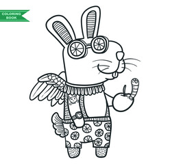 Rabbit book illustration, zentangle animal