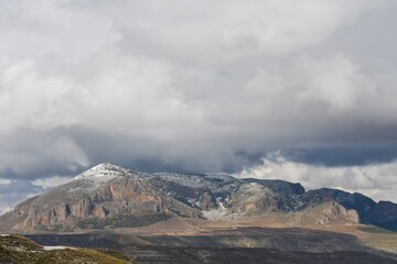Cerro Jabalcon under a layer of snow - Spain - obrazy, fototapety, plakaty