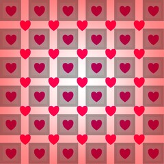 Hearts for Valentine's Day. Checkered background on February 14. Background for scrapbooking, albums, advertising, printing, websites, mobile screensavers, bloggers.