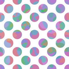 Seamless dots pattern with coloured bolls for wallpaper and fabrics and textiles and packaging and linens 