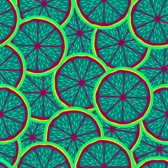 Lemon slice fruit citrus seamless bright pattern - 474657451