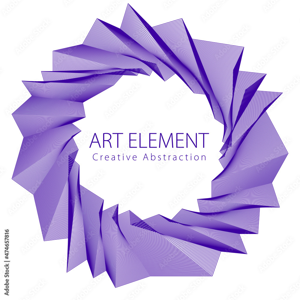 Poster round artistic frame, vector abstract linear art with copy space for text inside, isolated over whit