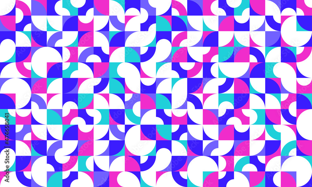 Poster abstract vector geometric seamless pattern, color simple geometric elements repeat tiles, wallpaper 