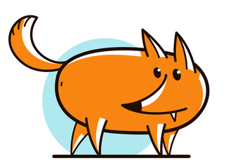 Funny cartoon fox flat vector illustration isolated on white, wildlife animal humorous drawing.