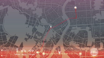 design gps map city tiyoda . beautiful line neon background.