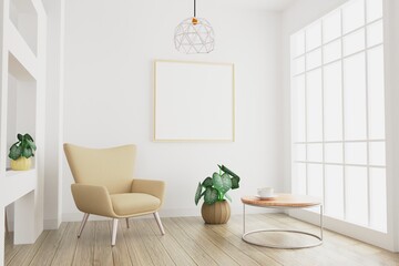 picture frame concept room interior 3d rendering
