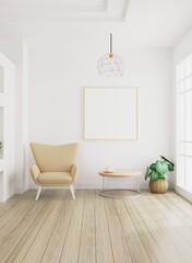 picture frame concept room interior 3d rendering
