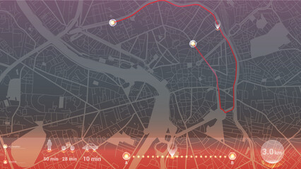 design art gps infographic map city of Toulouse