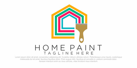 Painters Company Name Logo, Painting Logo, Home, House, Full Color Vector Template