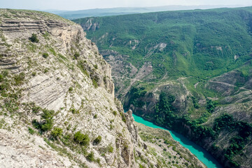 Fototapeta na wymiar Picturesque landscape of Sulak canyon in Dagestan