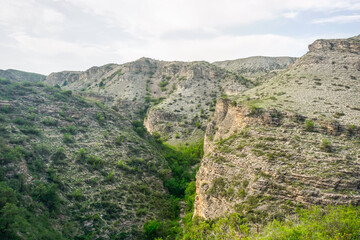Fototapeta na wymiar Beautiful rocky gorge near the Sulak canyon in Dagestan