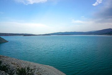 Fototapeta na wymiar Landscape of the Chirkey reservoir in Dagestan