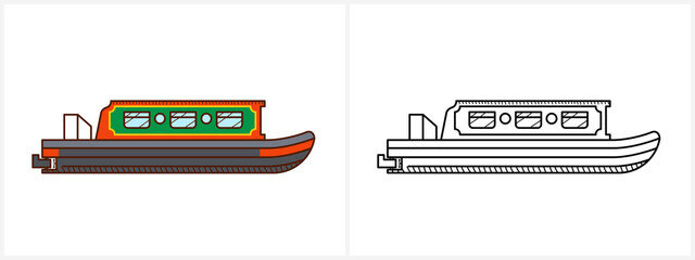 Narrow Boat coloring page for kids. Narrow Boat - 474660603