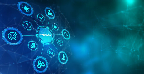 Internet, business, Technology and network concept. Franchise concept. 3d illustration.