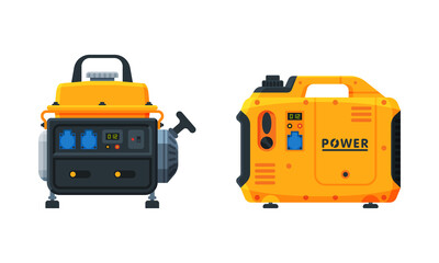 Types of Industrial Electrical Power Generator Vector Set